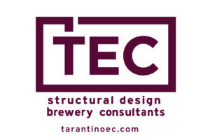 Logo for TEC, a structural design and brewery consultancy firm, with the website address tarantinoec.com.