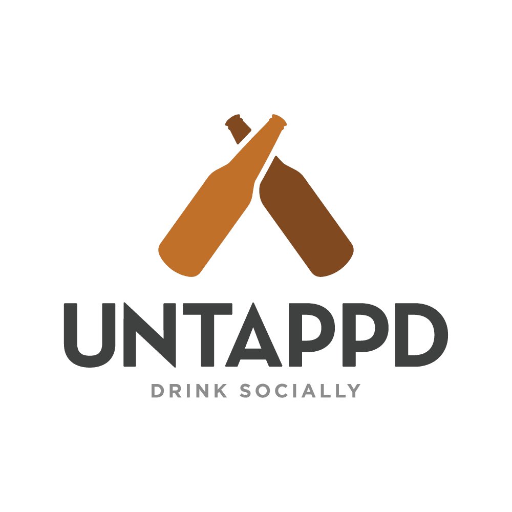 Untappd logo featuring two crossed beer bottles above the text “UNTAPPD” and the tagline “DRINK SOCIALLY”.