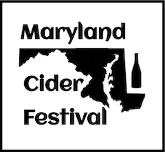 Maryland Cider Festival logo featuring a silhouette of the state of Maryland and a cider bottle.