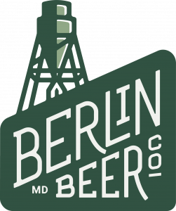 Logo for Berlin Beer Co. featuring an illustration of a water tower above the company name.